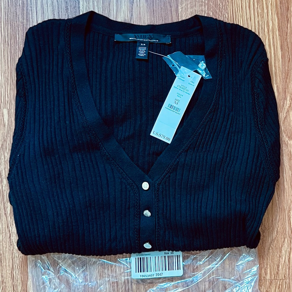 NWT Cashmere Blend Elbow-Sleeve Henley Sweater - Picture 2 of 2
